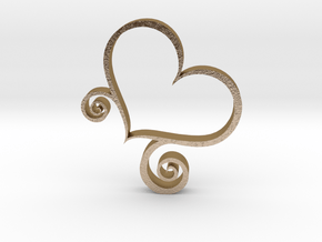 Stand Up Heart Decoration in Polished Gold Steel