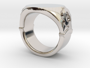 Seal Ring Trefoil - engraved in Rhodium Plated Brass: 6.75 / 53.375