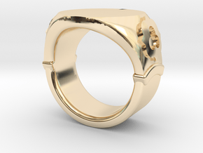 Seal Ring Trefoil - engraved in 14k Gold Plated Brass: 5.5 / 50.25