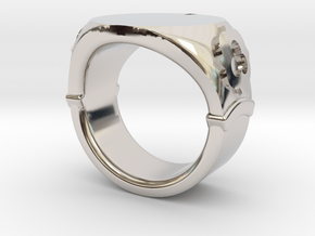 Seal Ring Trefoil - engraved in Rhodium Plated Brass: 5.5 / 50.25