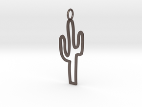 Large Cactus Charm! in Polished Bronzed Silver Steel
