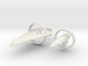 Vulcan D'Kyr Battleship And Generic Cruiser in White Natural Versatile Plastic