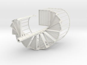 Industrial Spiral Staircase (Clockwise) in White Natural Versatile Plastic: 1:12