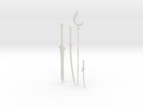 "BotW" Sheikah Weapons Set in White Natural Versatile Plastic: 1:12