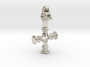 Thors Hammer Disguised as a Crucifix in Rhodium Plated Brass