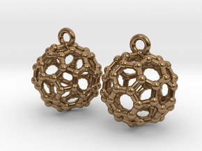 BuckyBall C60 Earrings 1 cm. 2 pieces. in Natural Brass