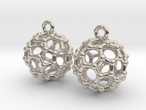 BuckyBall C60 Earrings 1 cm. 2 pieces. in Platinum