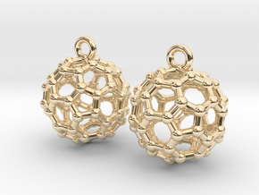 BuckyBall C60 Earrings 1 cm. 2 pieces. in 14k Gold Plated Brass