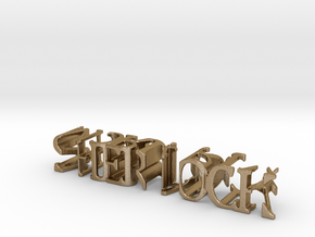 3dWordFlip: SHERLOCK/MORIARTY 14.5 x 2.5 x 2.5 cm in Polished Gold Steel