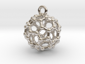 BuckyBall C60 Pendant 1 cm in Rhodium Plated Brass