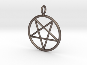 Overturned pentagram necklance (simple) in Polished Bronzed Silver Steel