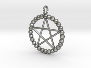 Beads pentagram necklace in Natural Silver
