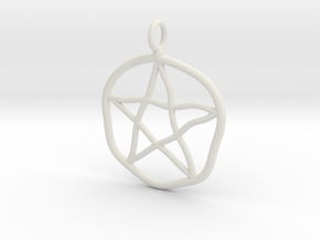 Warped pentagram necklace in White Natural Versatile Plastic
