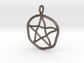 Warped pentagram necklace in Polished Bronzed Silver Steel