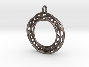 Moebius Band Ø 30mm with Big Loop in Polished Bronzed Silver Steel