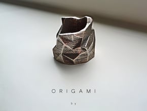 Origami Ring in Polished Bronzed Silver Steel