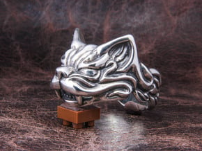 Fu Cat (Komaneko) Ring in Polished Silver: 11 / 64