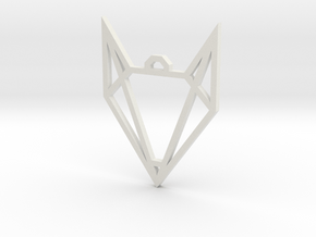 Geometric Fox Pendant in White Natural Versatile Plastic