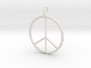 Peace symbol necklace in White Natural Versatile Plastic