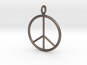 Peace symbol necklace in Polished Bronzed Silver Steel