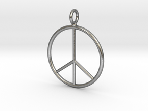 Peace symbol necklace in Natural Silver
