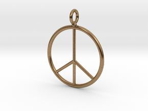 Peace symbol necklace in Natural Brass