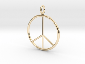 Peace symbol necklace in 14k Gold Plated Brass