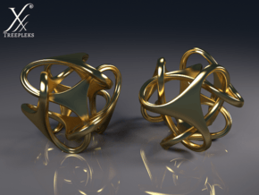 Tetron earrings in Polished Brass
