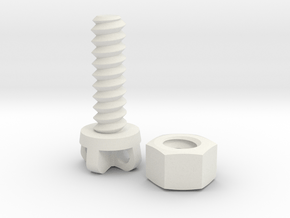 Bolt 8x25 and Nut  in White Natural Versatile Plastic
