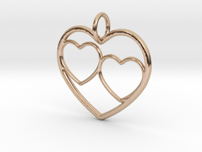 Heart Pendant for Mom with Twins in 14k Rose Gold