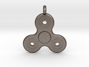 Fidget Spinner Pendant/Keychain in Polished Bronzed Silver Steel