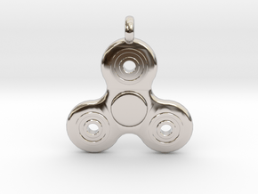 Fidget Spinner Pendant/Keychain in Rhodium Plated Brass