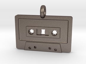 Cassette Tape Pendant in Polished Bronzed Silver Steel
