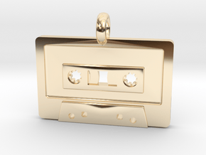 Cassette Tape Pendant in 14k Gold Plated Brass