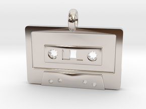 Cassette Tape Pendant in Rhodium Plated Brass