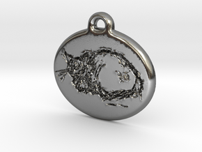 Doodled Cat in Polished Silver