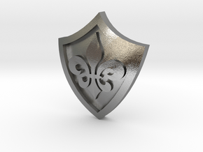 Fleur De Lys Shield Pendant in Natural Silver