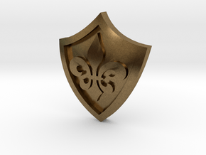 Fleur De Lys Shield Pendant in Natural Bronze