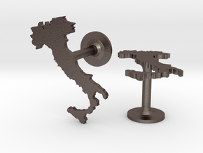 Italy Cufflinks in Polished Bronzed Silver Steel