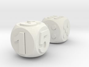 Assistive Dice - Luna in White Natural Versatile Plastic: Medium