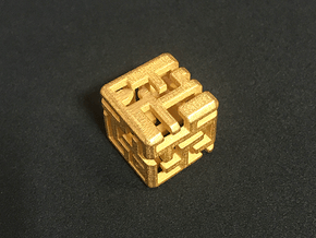 Maze #1 in Polished Gold Steel