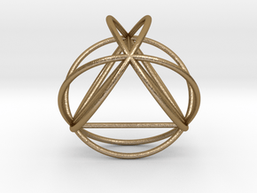 TetraSphere w/nested Tetrahedron 1.8" (no bale) in Polished Gold Steel