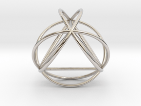 TetraSphere w/nested Tetrahedron 1.8" (no bale) in Rhodium Plated Brass