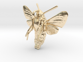 Hummingbird Hawk-Moth Pendant (solid version) in 14K Yellow Gold