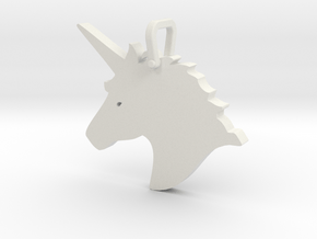 Unicorn Head Pendant in White Natural Versatile Plastic