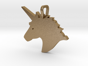 Unicorn Head Pendant in Polished Gold Steel