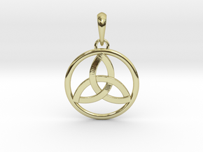 Pendant Amulet Triquetra Celtic Trinity Knot in 18k Gold Plated Brass