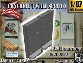1-87 Concrete T-Wall Section Set in White Natural Versatile Plastic