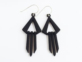 Geometric Earrings - Modern Dangle Earrings in Black Premium Versatile Plastic