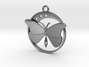 Stars, Moon and Butterfly Pendant in Fine Detail Polished Silver